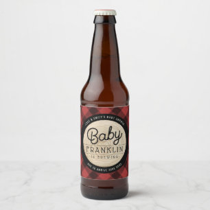 Lumberjack Baby Shower Buffalo Check Beer Bottle L Label