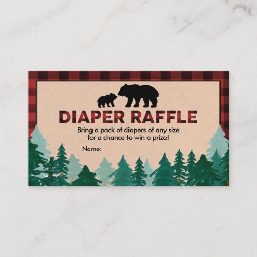 Lumberjack Baby Shower Diaper Raffle Business Card