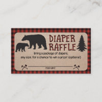 Lumberjack Baby Shower Diaper Raffle Card Bear