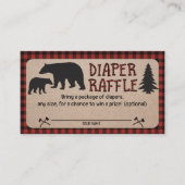 Lumberjack Baby Shower Diaper Raffle Card Bear (Front)