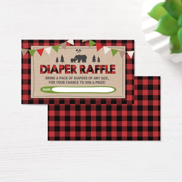Lumberjack Baby Shower Diaper Raffle Woodland Boy Business Card