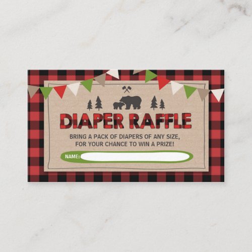 Lumberjack Baby Shower Diaper Raffle Woodland Boy Enclosure Card