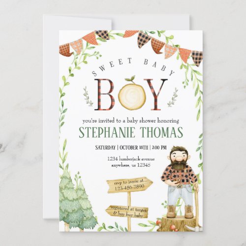 Lumberjack Baby Shower Invitation