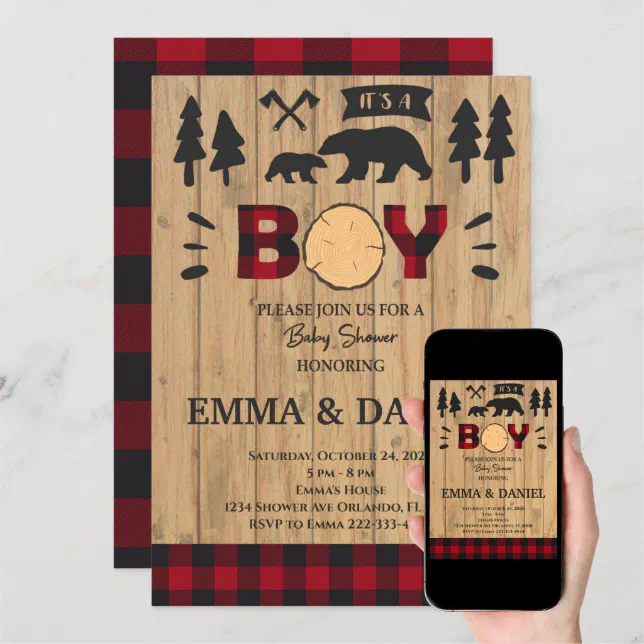 Lumberjack Baby Shower Invitation Zazzle