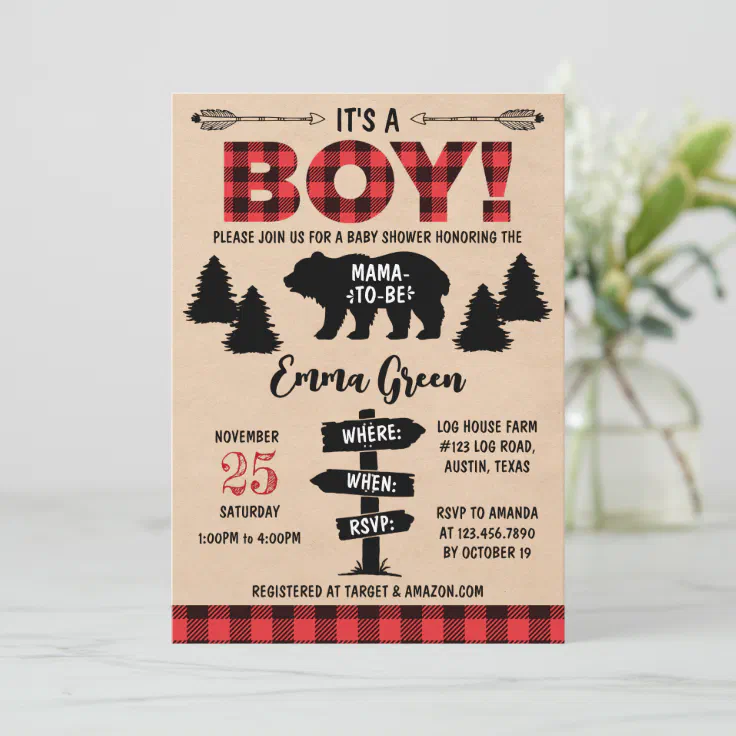 Lumberjack Baby Shower Invitation Zazzle