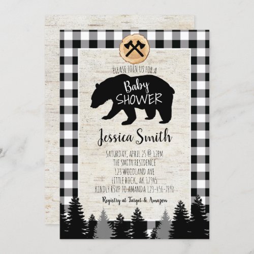 Lumberjack Baby Shower Invitation Buffalo Plaid