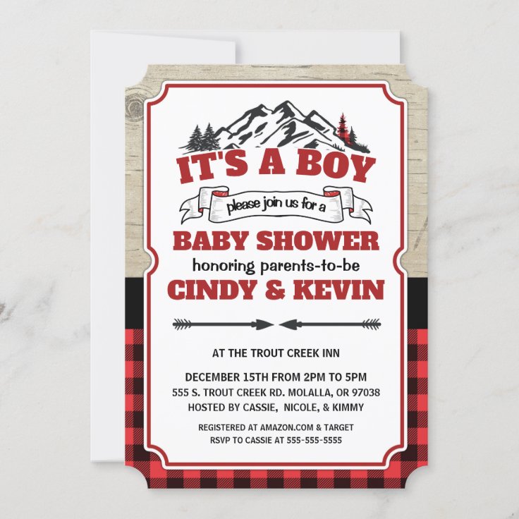 Lumberjack Baby Shower Invitation, buffalo plaid Invitation Zazzle