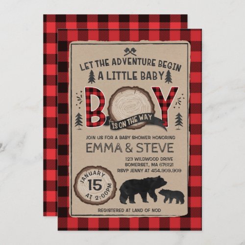 Lumberjack Baby Shower Invitation Lumberjack Party