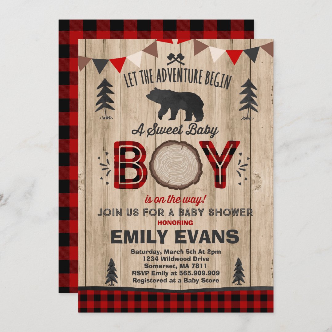 Lumberjack Baby Shower Invitation Lumberjack Party | Zazzle