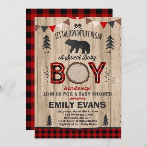 Lumberjack Baby Shower Invitation Lumberjack Party