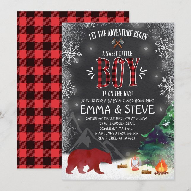 Lumberjack Baby Shower Invitation Lumberjack Party (Front/Back)