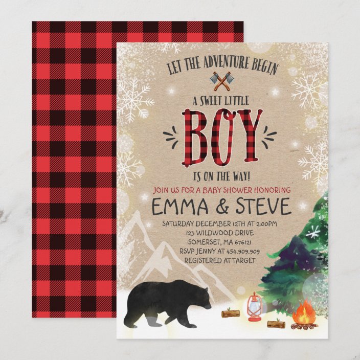 Lumberjack Baby Shower Invitation Lumberjack Party