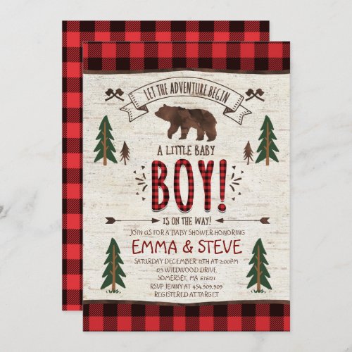 Lumberjack Baby Shower Invitation Lumberjack Party