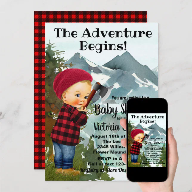 Lumberjack Baby Shower Invitations Zazzle
