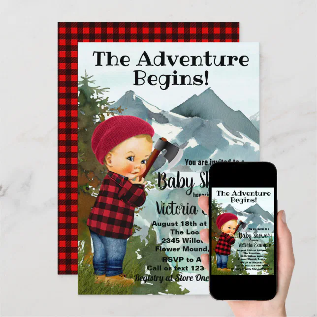 Lumberjack Baby Shower Invitations Zazzle