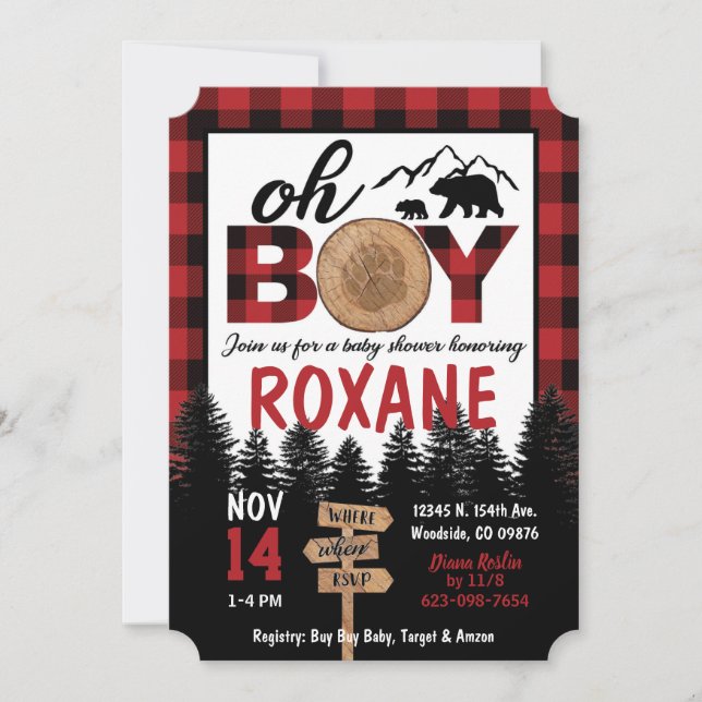 Lumberjack Baby Shower Invite (Front)
