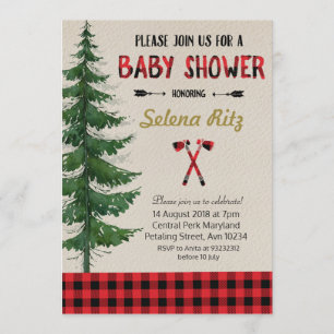 Lumberjack Baby Shower Party Invitation