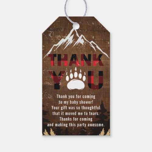 Lumberjack Baby Shower Personalized Thank you Gift Tags