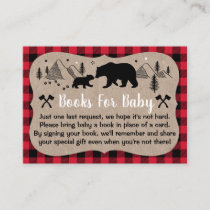 Lumberjack Baby Shower Rustic Bear Book Request Enclosure Card