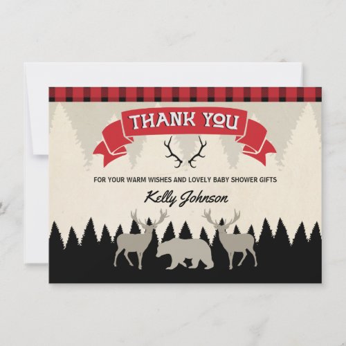 Lumberjack Baby Shower Thank You Card
