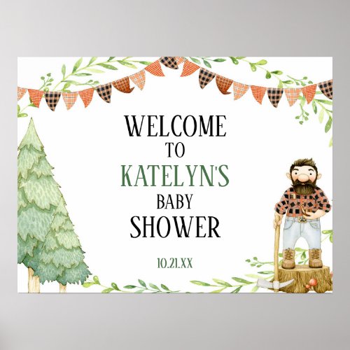 Lumberjack Baby Shower Welcome Sign