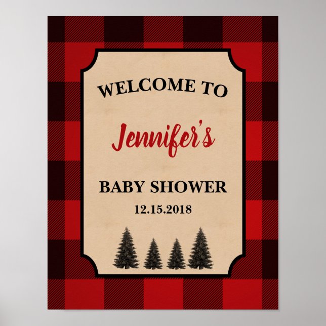 Lumberjack Baby Shower Welcome Sign Personalized (Front)