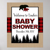 Lumberjack Baby Shower Welcome Sign Poster