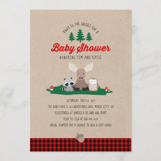 Lumberjack Baby Shower Woodland Animals Rustic Invitation