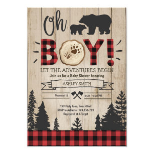 buffalo plaid baby shower invites