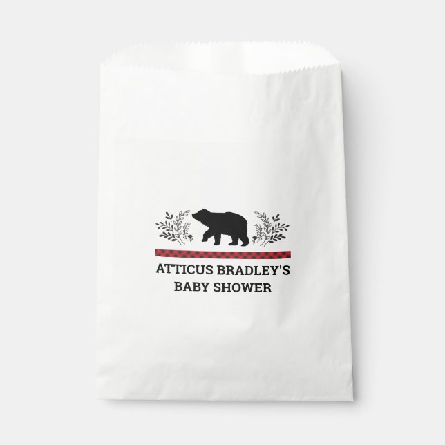 Lumberjack Bear Baby Boy Favor Bags (Front)
