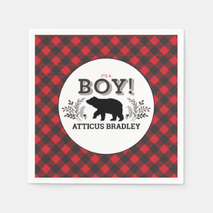 Lumberjack Bear Baby Boy Shower Napkin