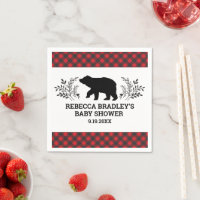 Lumberjack Bear Baby Shower Napkin
