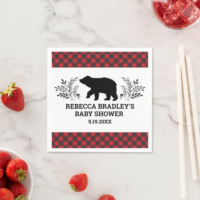 Lumberjack Bear Baby Shower Napkin (Insitu)