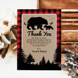 Lumberjack Bear Baby Shower Thank You Card<br><div class="desc">This design features hand-drawn illustration of lumberjack-inspired accents on kraft paper & plaid background / Fully customizable - You are able to change the wording with your details,  you can also modify the text style,  colors and sizes to your liking.</div>