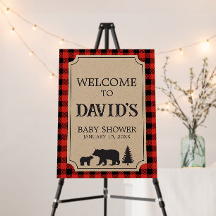 Lumberjack Bear Baby Shower Welcome Sign
