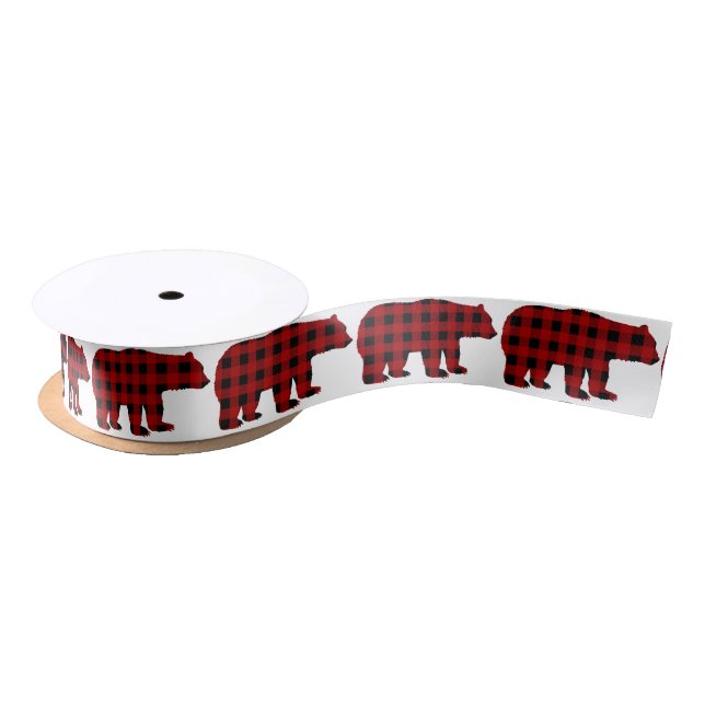 Lumberjack bear pattern party gift ribbon (Spool)
