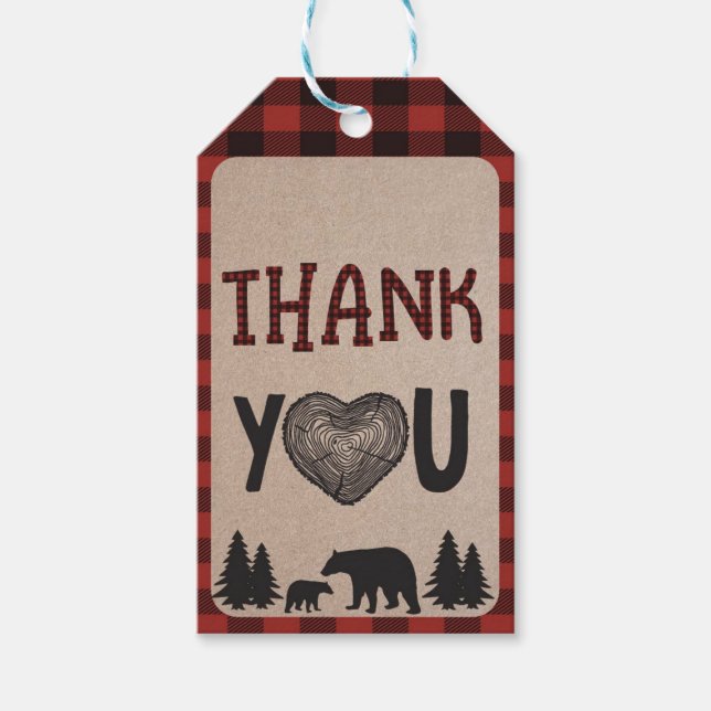 Lumberjack Bear Thank You Hang Tags (Front)