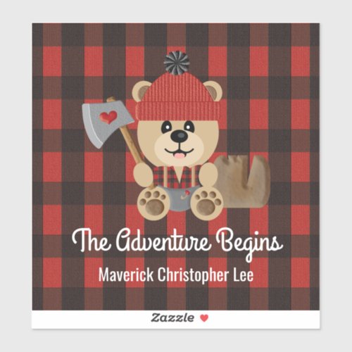 Lumberjack Bear The Adventure Begins Sticker