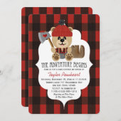 Lumberjack Bear Wilderness Themed Baby Shower Invitation (Front/Back)