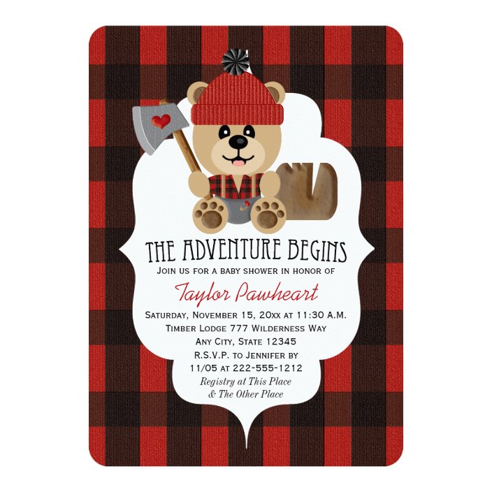 lumberjack themed baby shower invitations