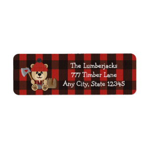 Lumberjack Bear Wilderness Themed Baby Shower Label