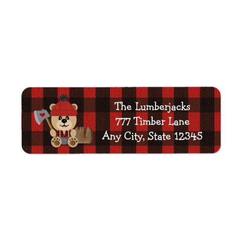 Lumberjack Bear Wilderness Themed Baby Shower Label