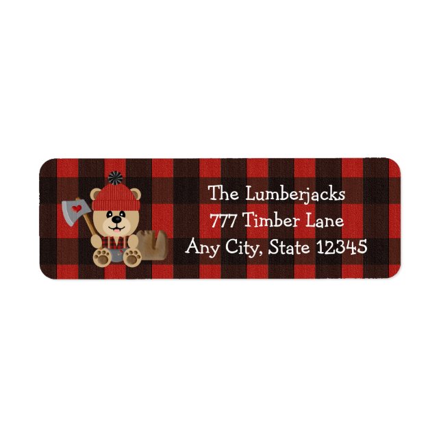 Lumberjack Bear Wilderness Themed Baby Shower Label (Front)
