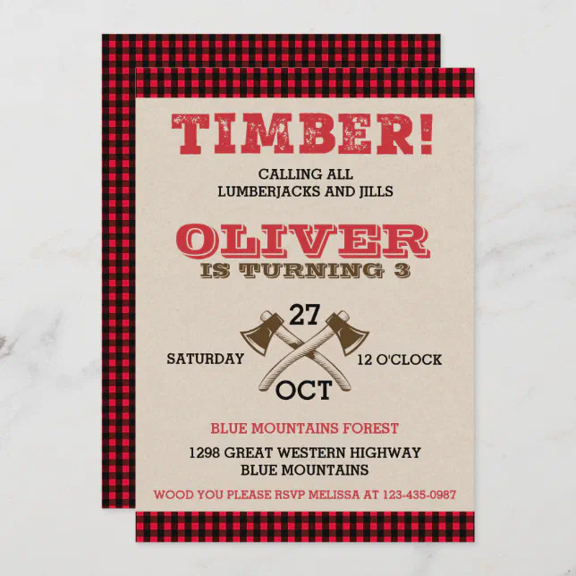 Lumberjack Birthday Invitation | Zazzle