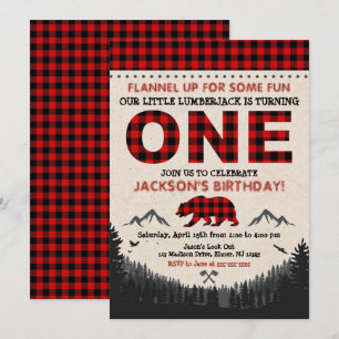 Lumberjack Birthday Invitation Buffalo Plaid