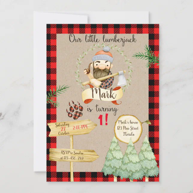 Lumberjack Birthday Invitation, Lumberjack Invite | Zazzle