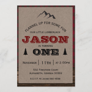 Lumberjack Birthday Invitation Mountain