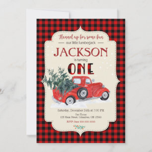 LUMBERJACK Birthday Invitation / Red Truck