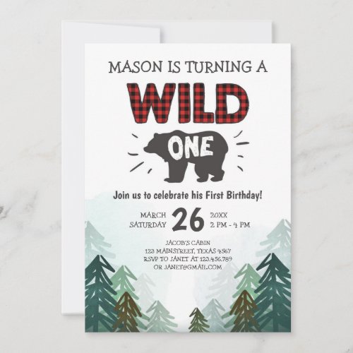 Lumberjack Birthday Invitation Wild One Forest