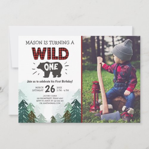 Lumberjack Birthday Invitation Wild One Forest